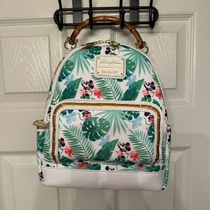 Disney Tropical Mickey and Minnie Loungefly Mini Backpack NWT